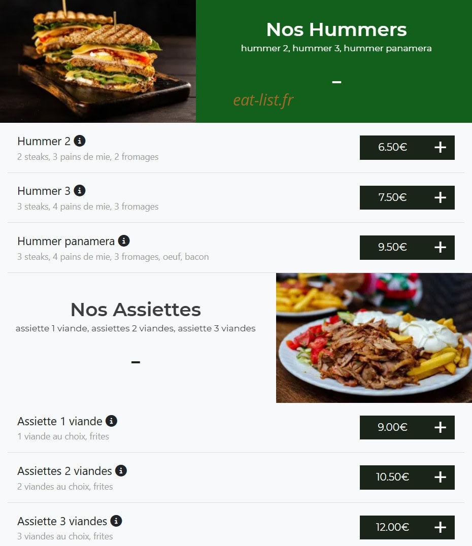 Carte et menu de Bella pizza à Vierzon — Hummers