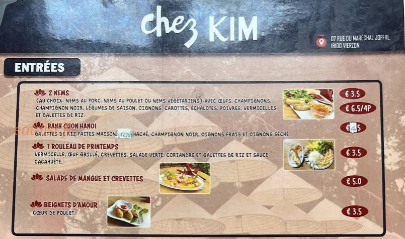 Chez KIM — carte page 1