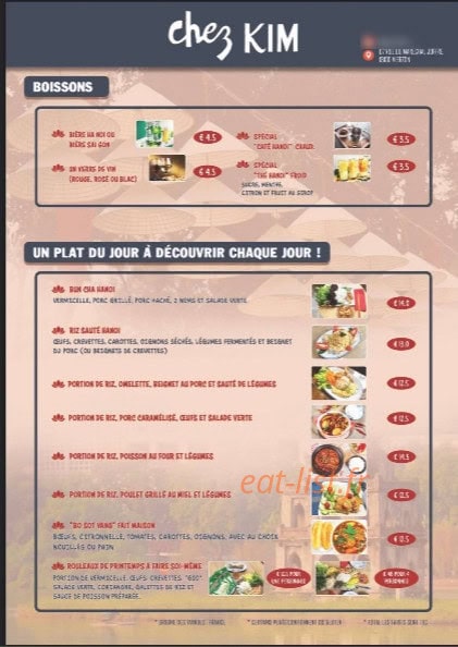 Chez KIM — carte page 3