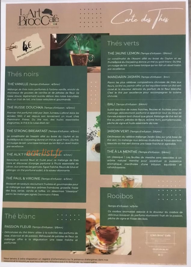 L'Art Broc' Café — carte page 1