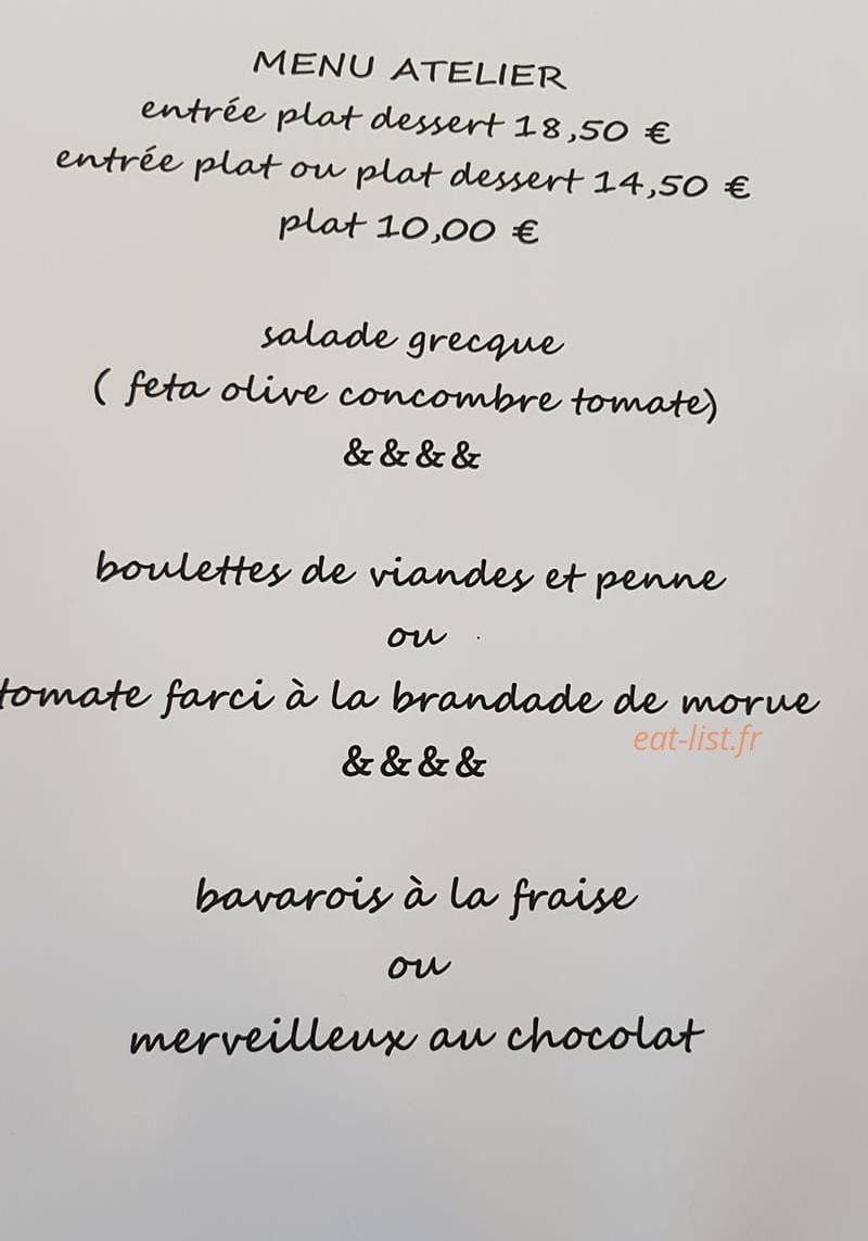 L'Atelier Gourmand — carte page 1