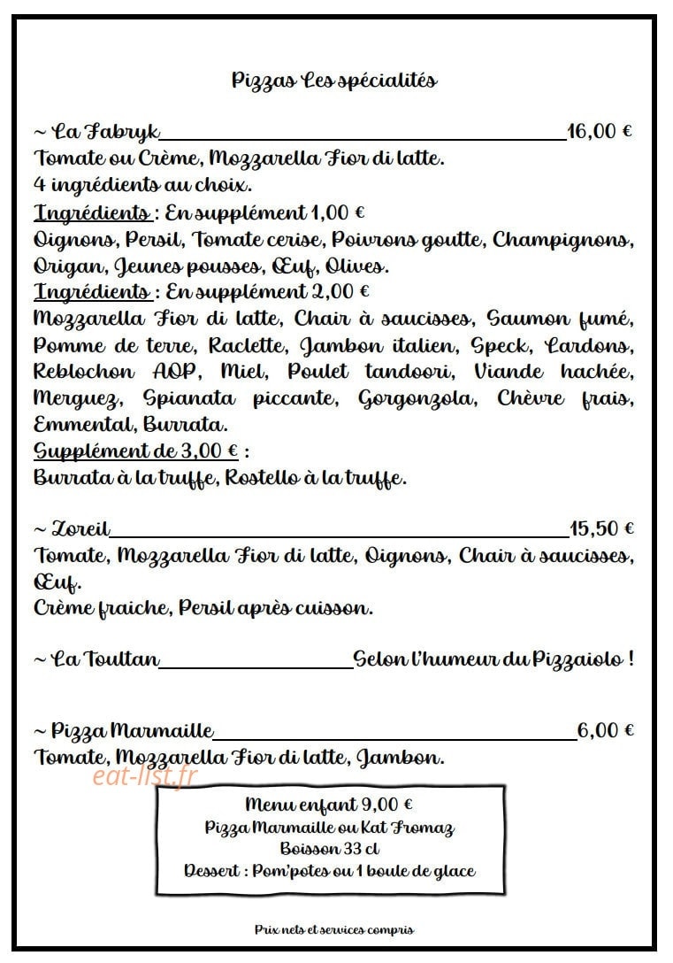 La Fabryk — carte page 4