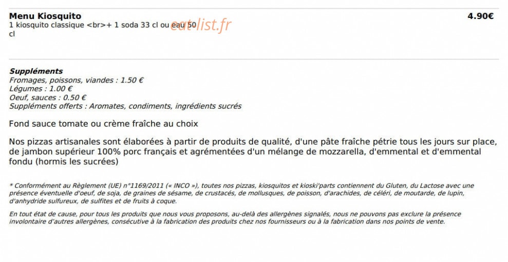 Le Kiosque à Pizzas — carte page 5