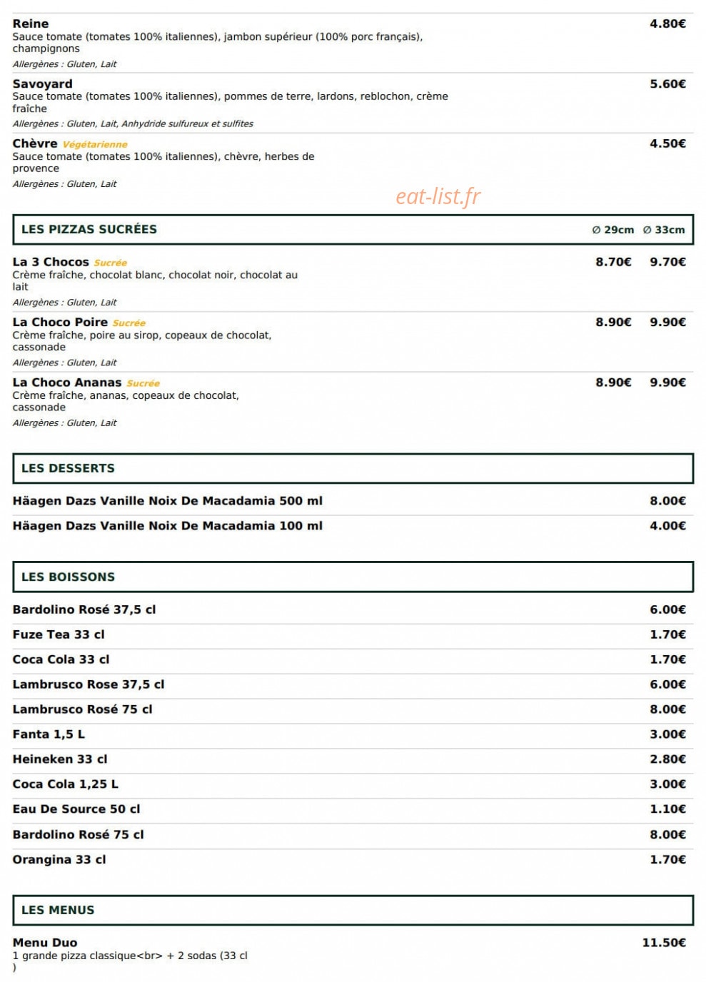Le Kiosque à Pizzas — carte page 4