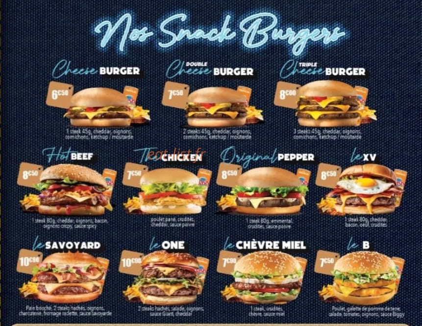 XV Burger — carte page 2