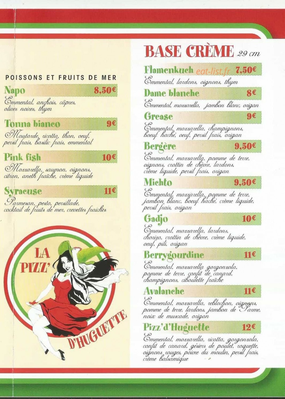 La pizz d' huguette — carte page 3