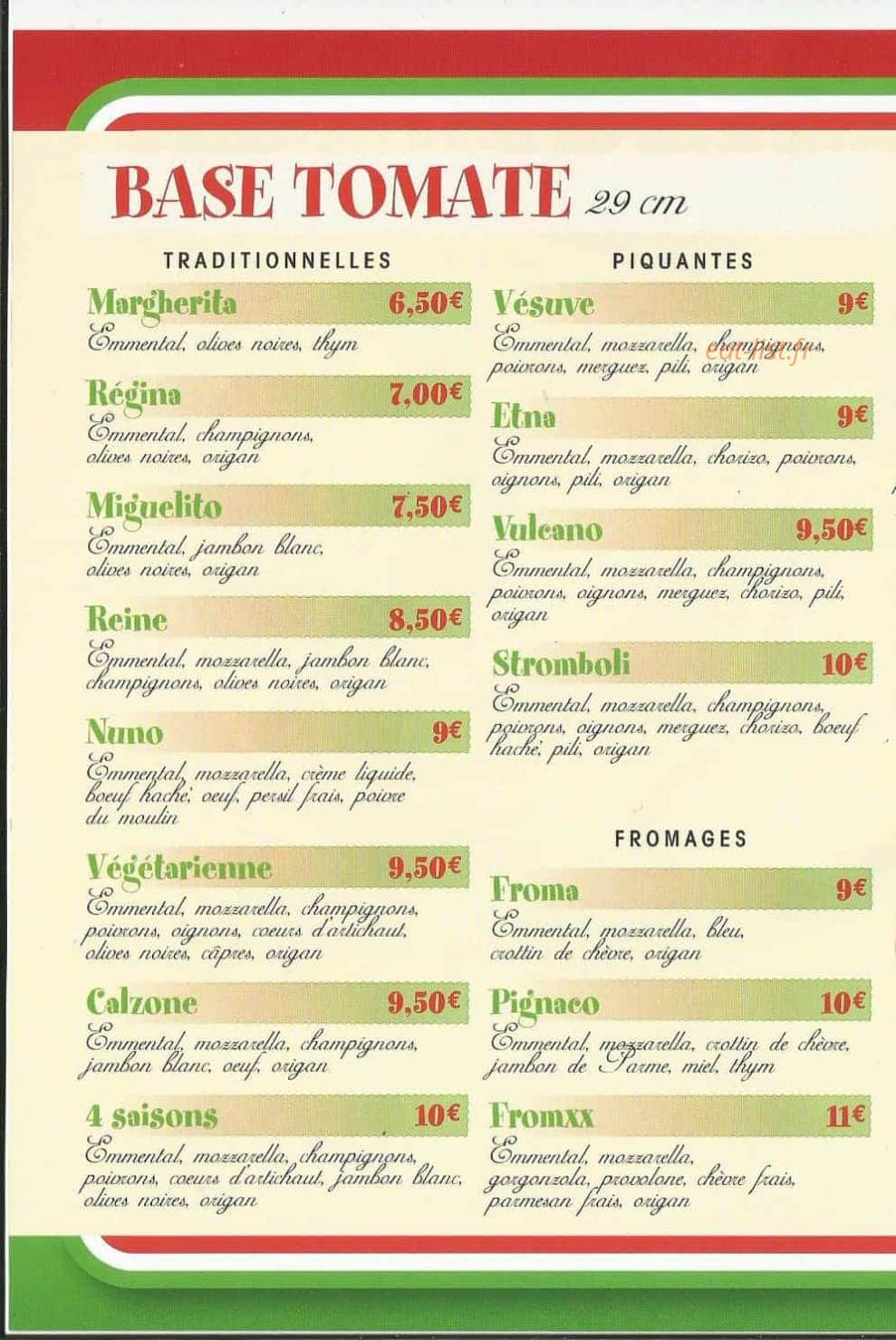 La pizz d' huguette — carte page 2