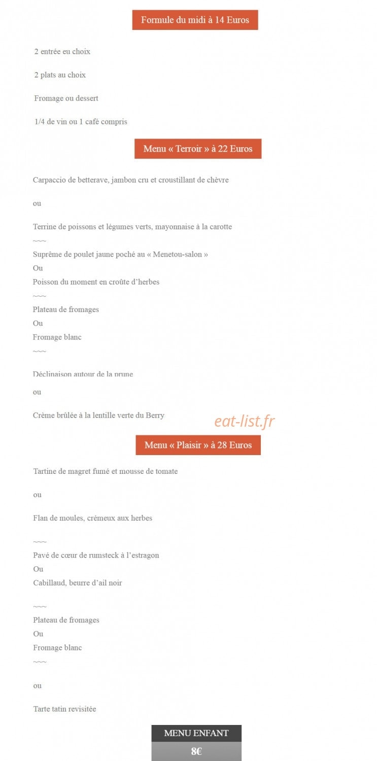 Le Péché Mignon — carte page 1
