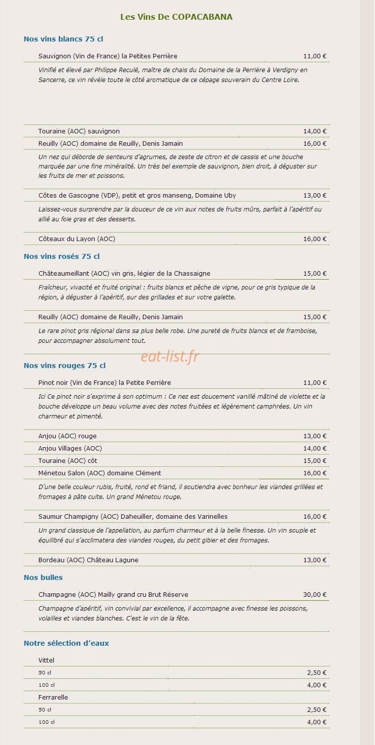 Le Copacabana — carte page 3