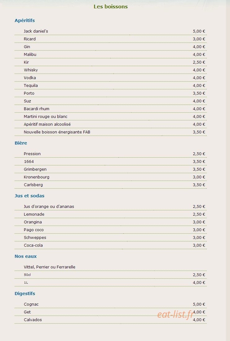 Le Copacabana — carte page 1