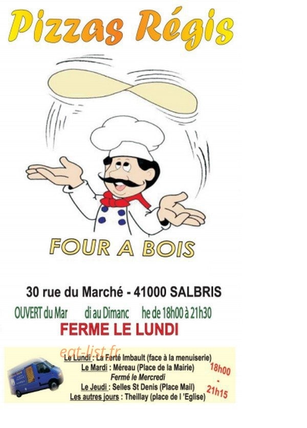 Les Pizzas Régis — carte page 1