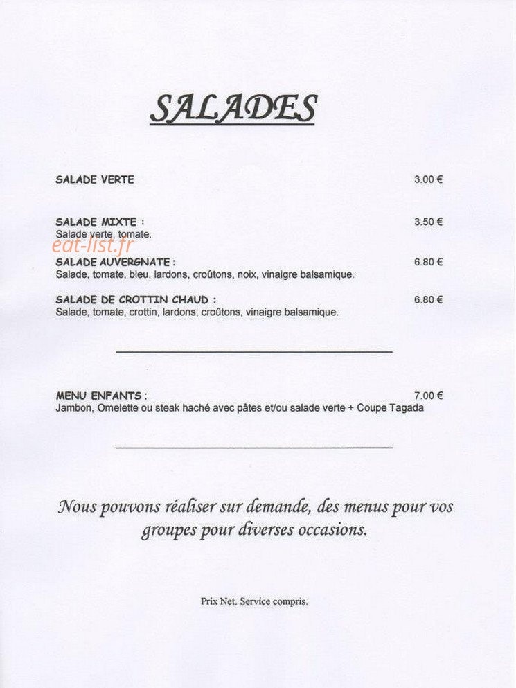 Hotel Restaurant de la Poste — carte page 2