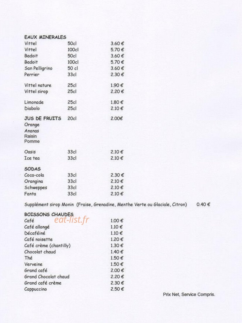 Hotel Restaurant de la Poste — carte page 10