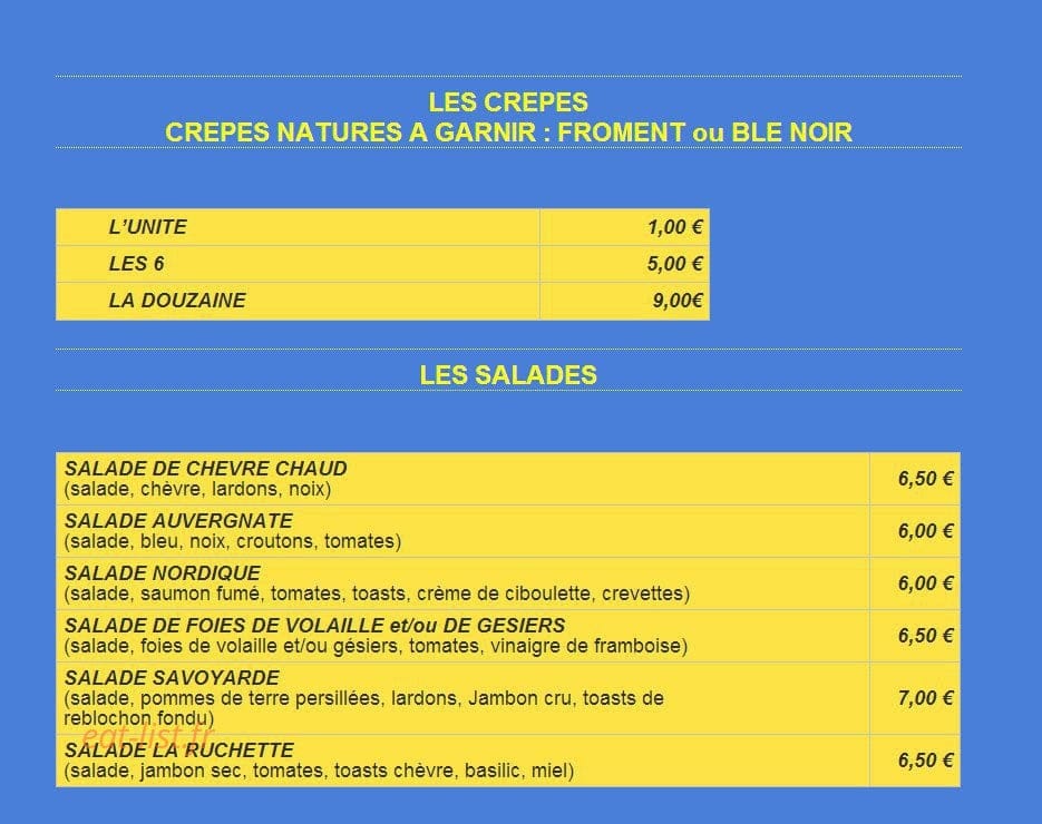 La Pizz' des Ponts — carte page 4