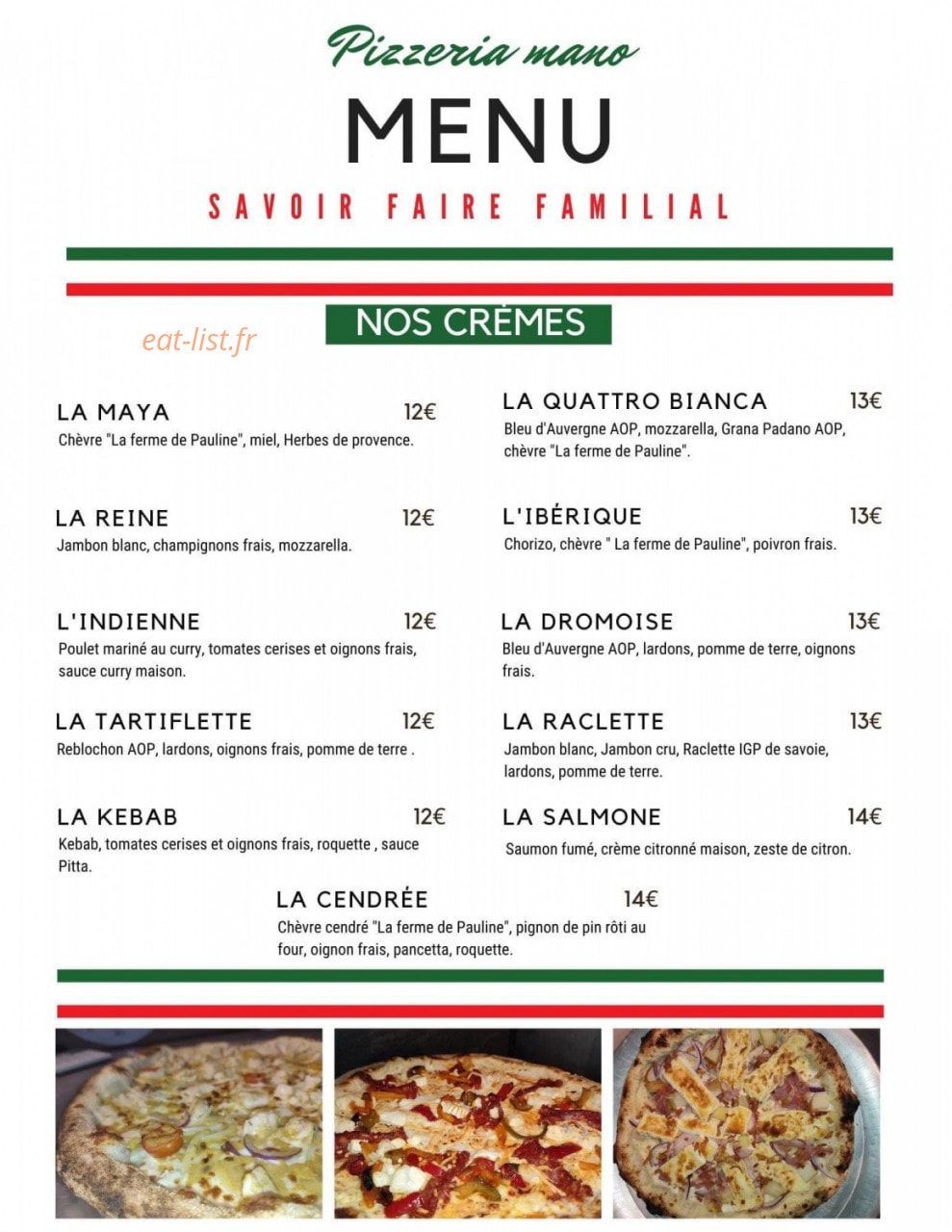 Pizzeria Mano — carte page 2