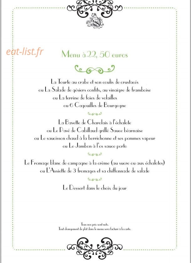 Hôtel Restaurant la Grenouille — carte page 3