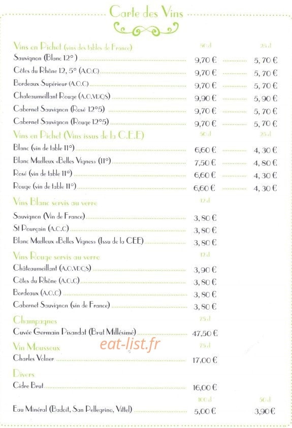 Hôtel Restaurant la Grenouille — carte page 6