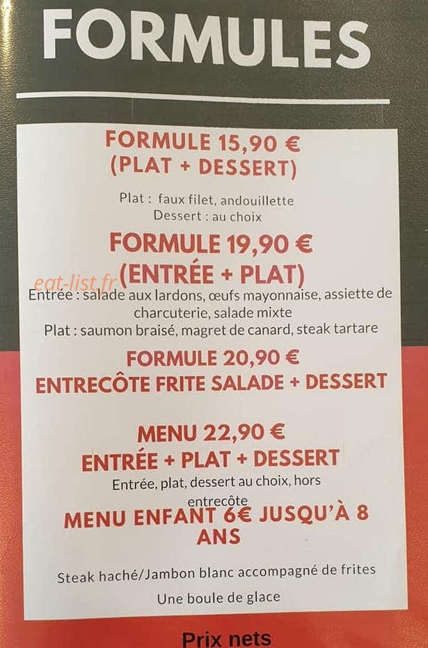 Carte et menu de Brasserie de la Poste à La Guerche sur l'Aubois — Les formules