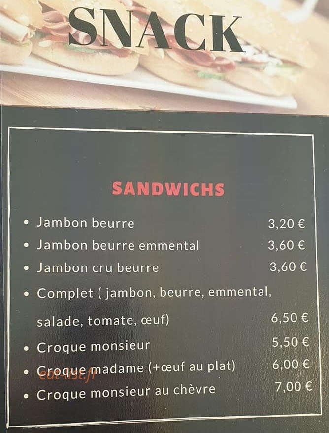 Carte et menu de Brasserie de la Poste à La Guerche sur l'Aubois — les sandwichs