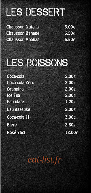 Carte et menu de La Fristouille à La Guerche sur l'Aubois — Les desserts et boissons