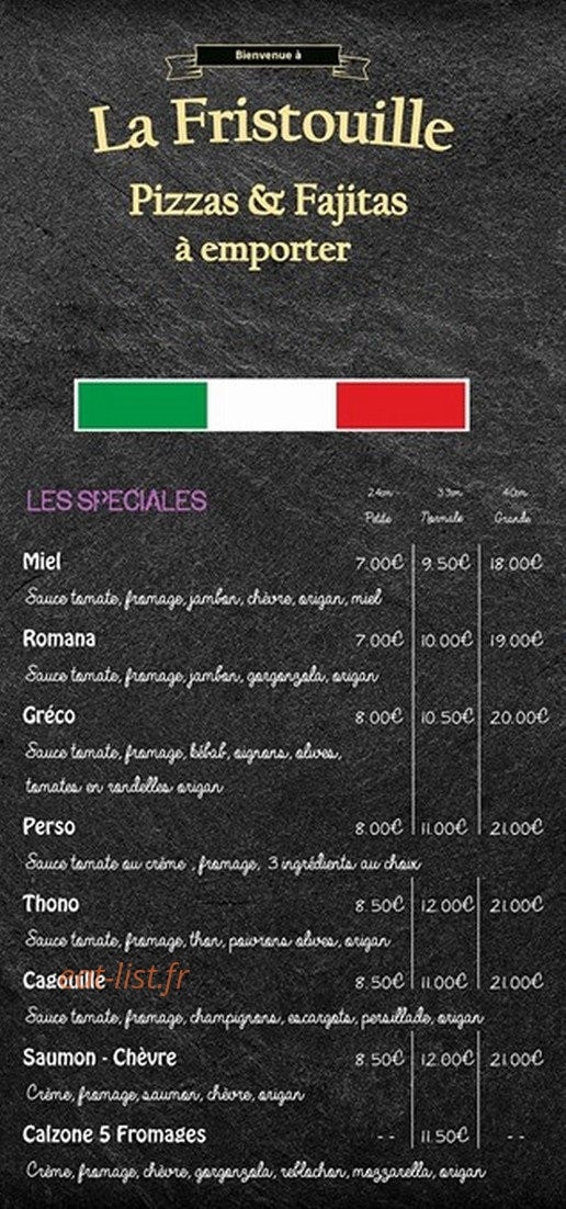 Carte et menu de La Fristouille à La Guerche sur l'Aubois — Les spéciales