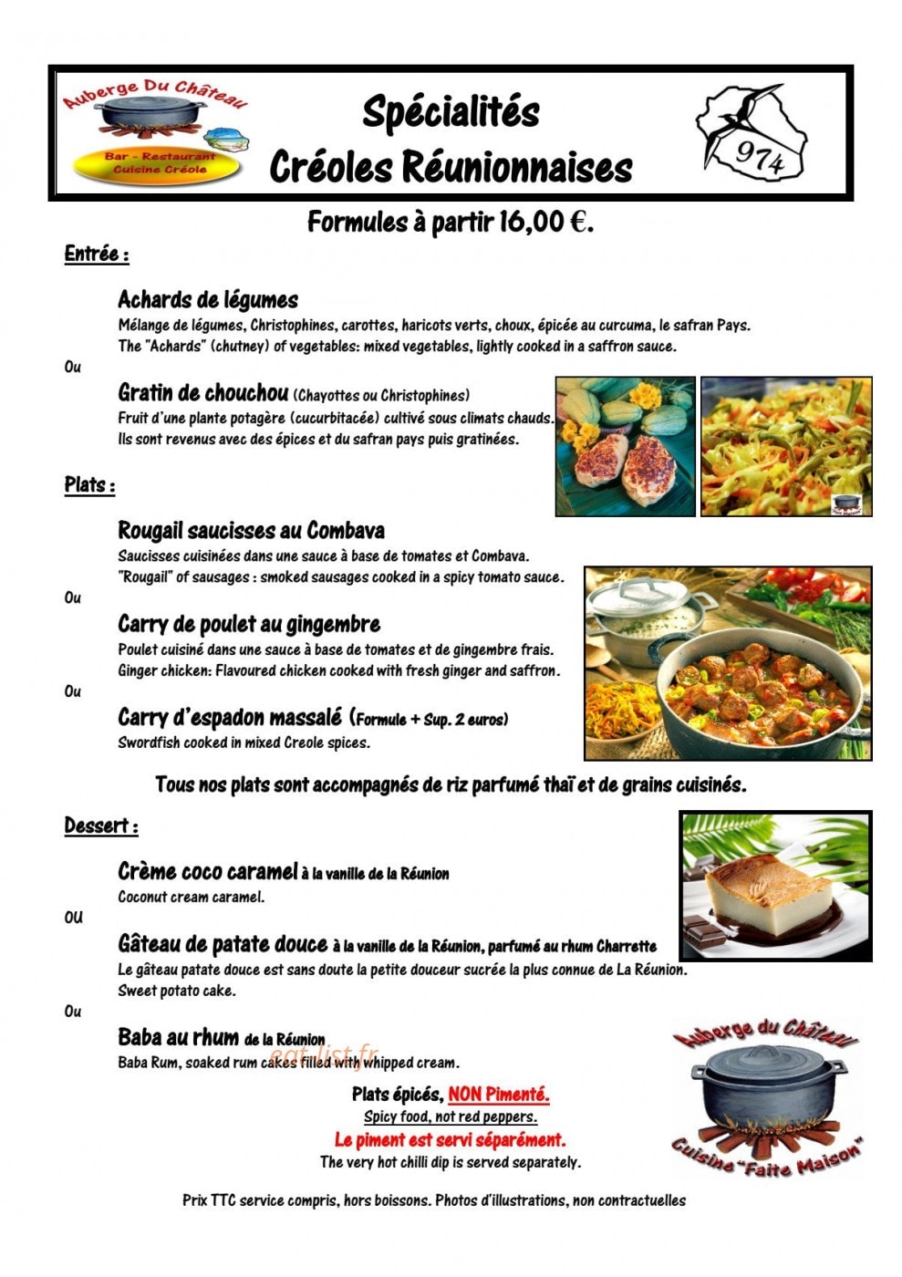 Auberge Du Château — carte page 1