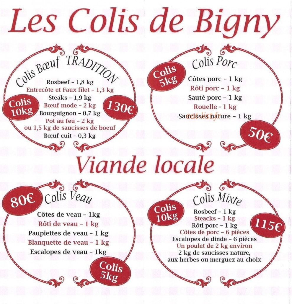 Carte et menu de L'Ard de la Bouche Rit à Saint Loup des Chaumes — Les colis de bigny