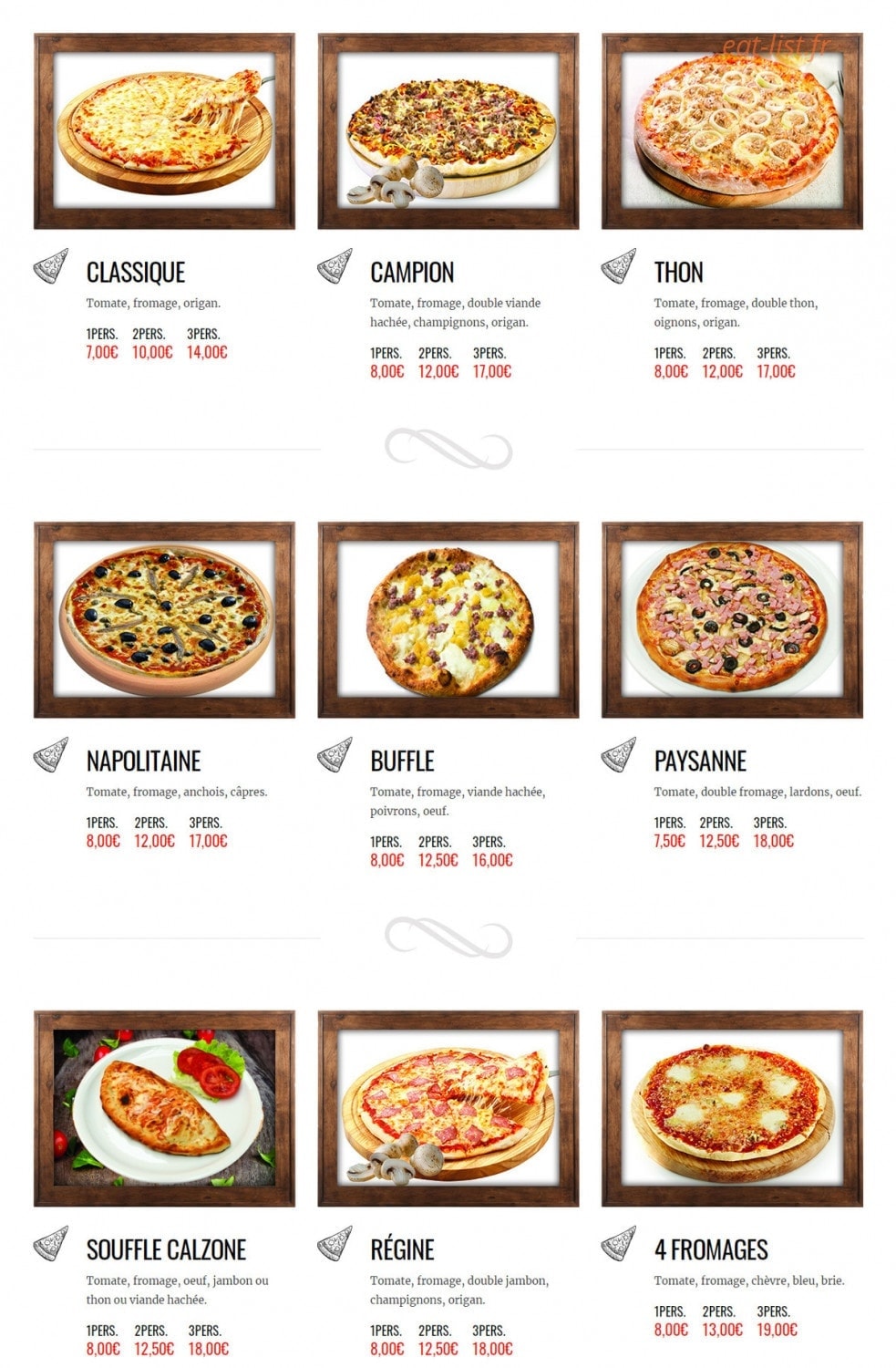 Andiamo Pizza — carte page 1
