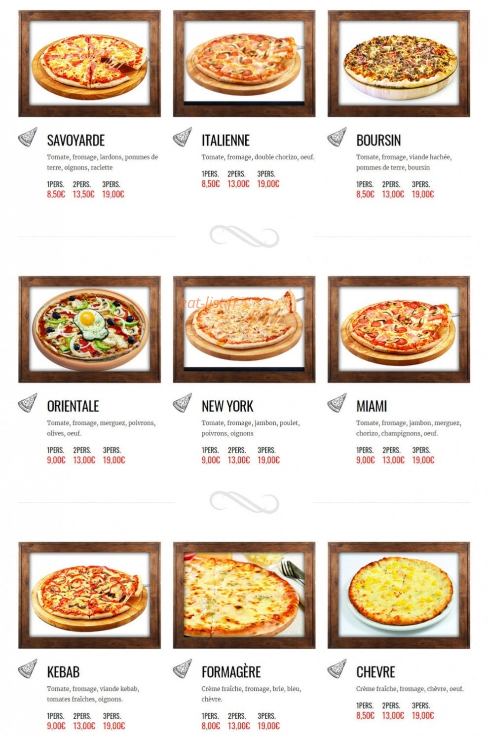 Andiamo Pizza — carte page 3