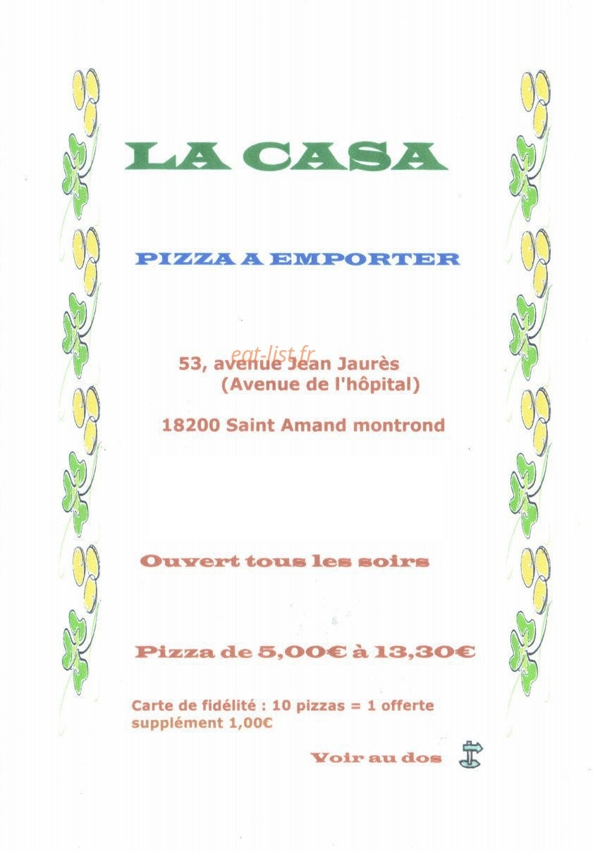 La Casa — carte page 1