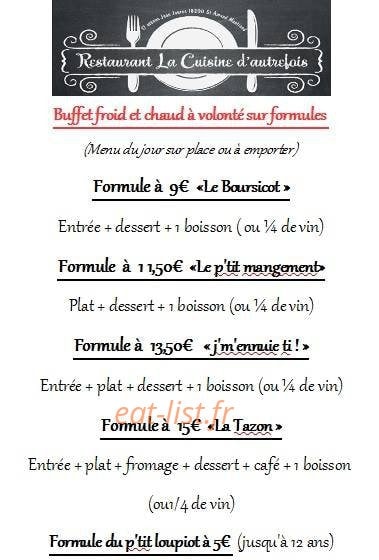 La Cuisine d'autrefois — carte page 1
