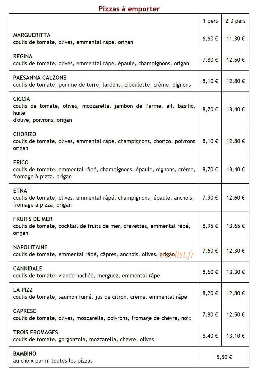 La Pizz — carte page 2