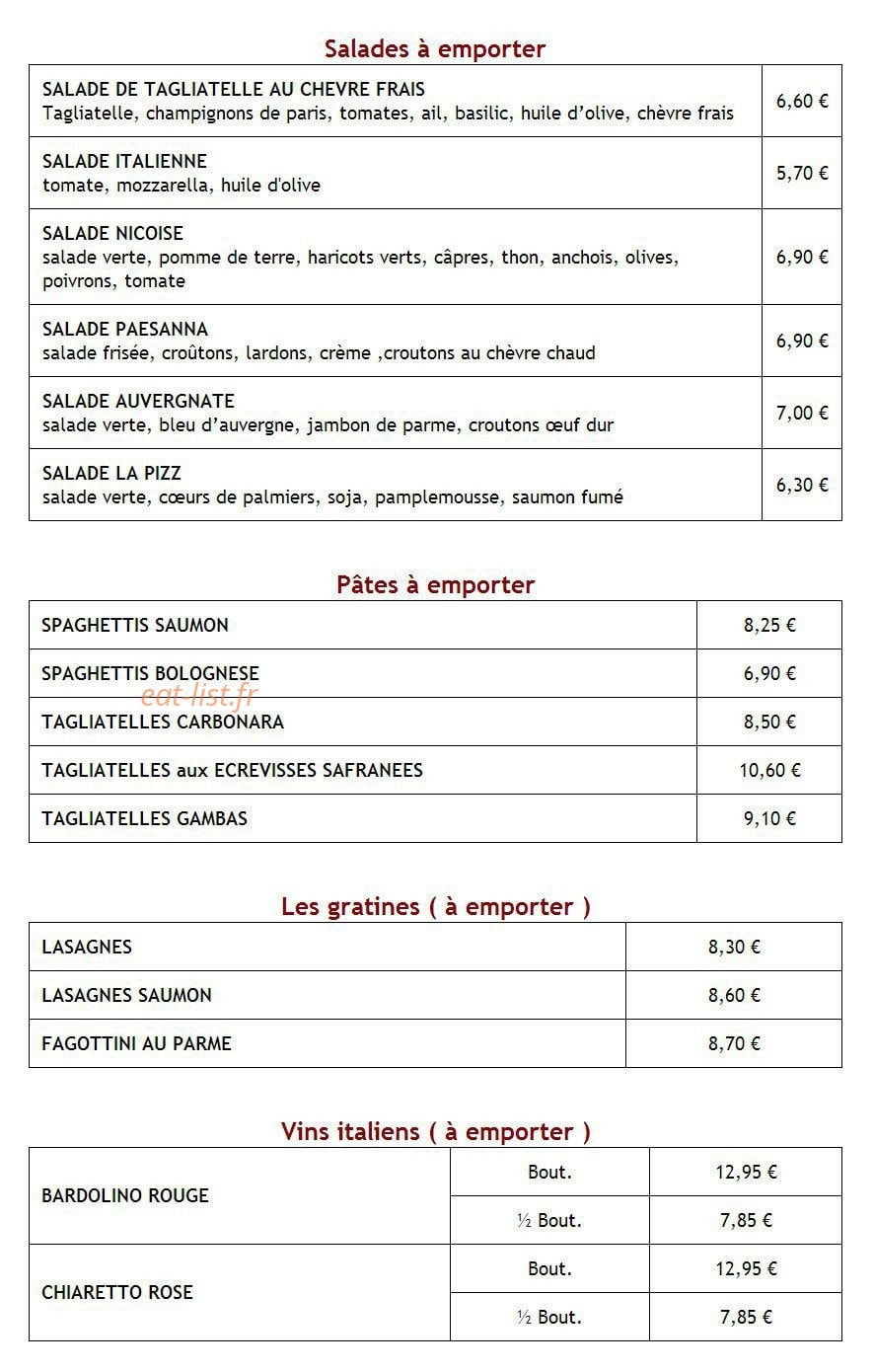 La Pizz — carte page 3