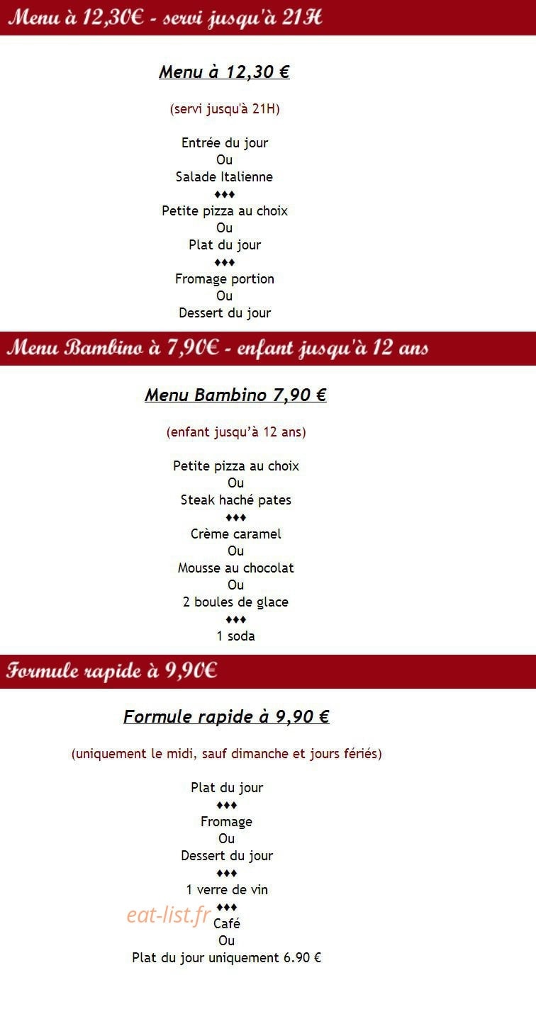 La Pizz — carte page 1