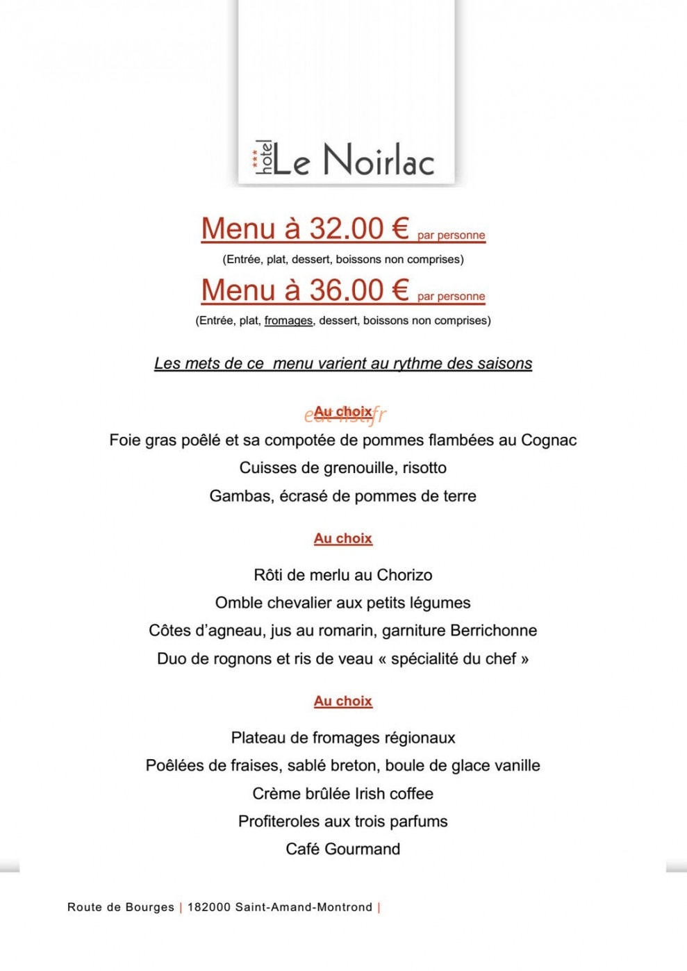 Le Noirlac à Saint Amand Montrond - Menu Et Photos