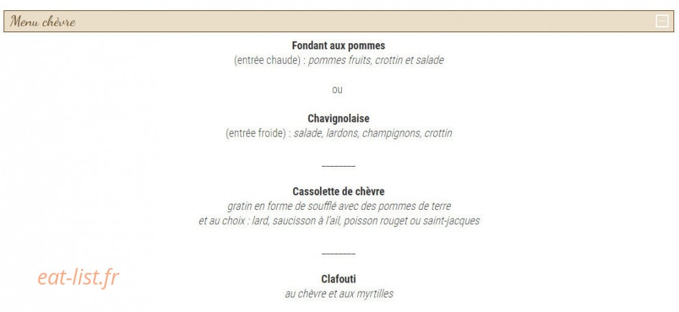 Auberge de la Ferme des Pellets — carte page 1