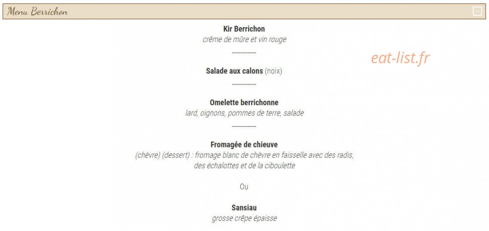 Auberge de la Ferme des Pellets — carte page 2