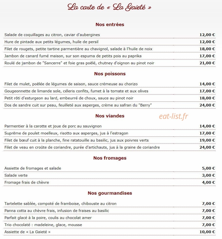 La Gaieté Léréenne — carte page 1