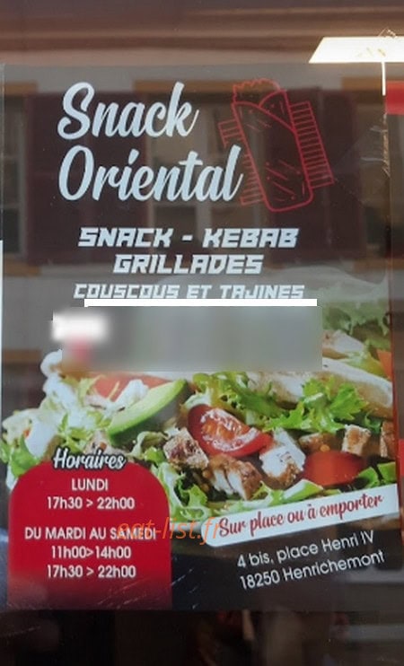 Snack Oriental — carte page 1