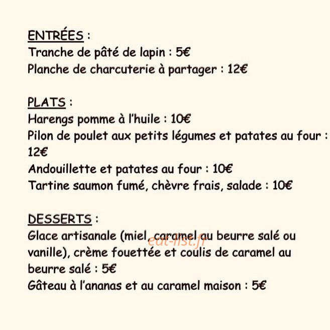 Le P'tit Bazar — carte page 1