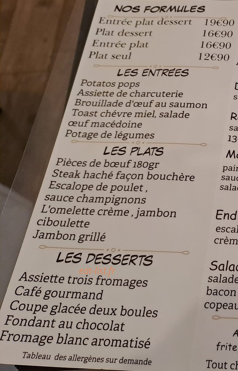 La Ch'tite Frite Culanaise — carte page 1