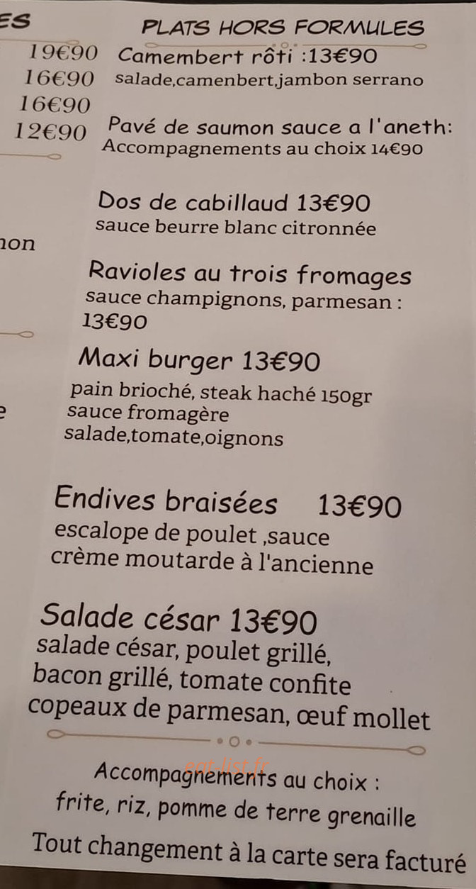 La Ch'tite Frite Culanaise — carte page 2