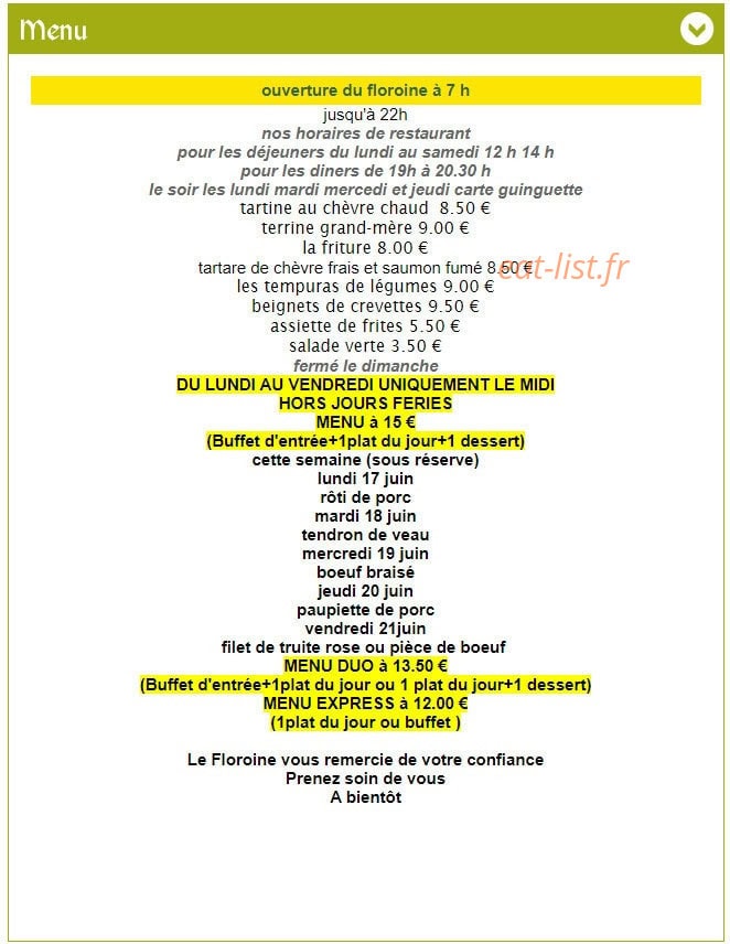 Le Floroine — carte page 1
