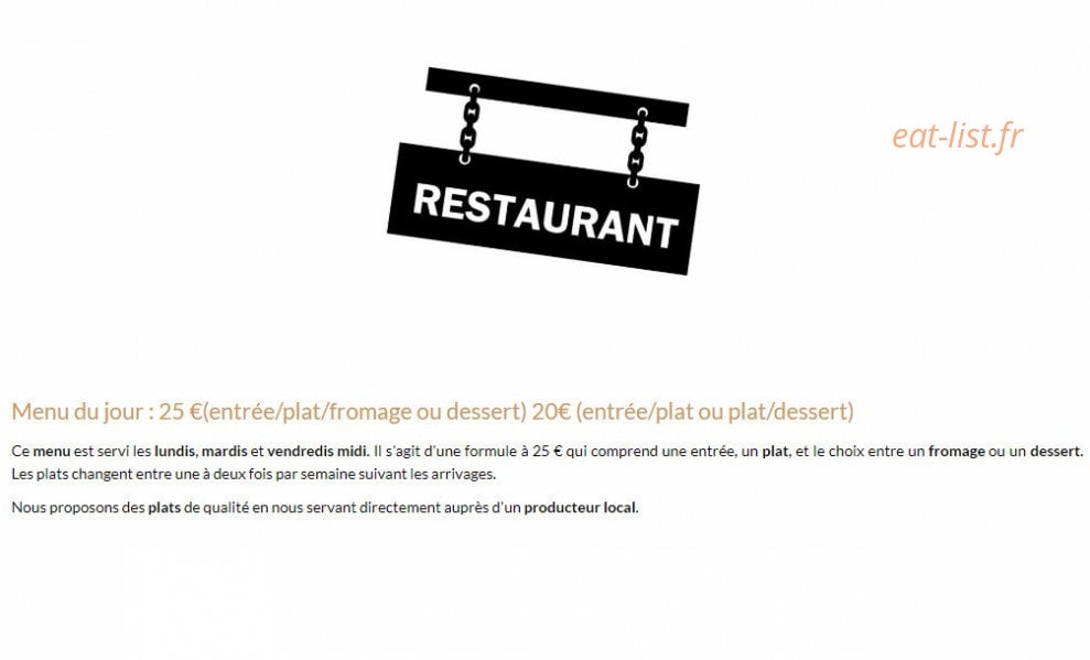 Auberge st Thibault — carte page 1