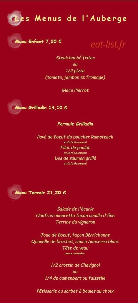 Auberge Ecurie — carte page 9