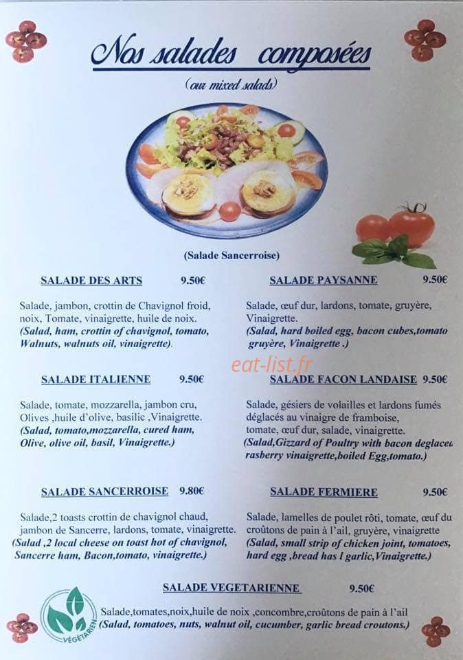 Café des arts — carte page 1