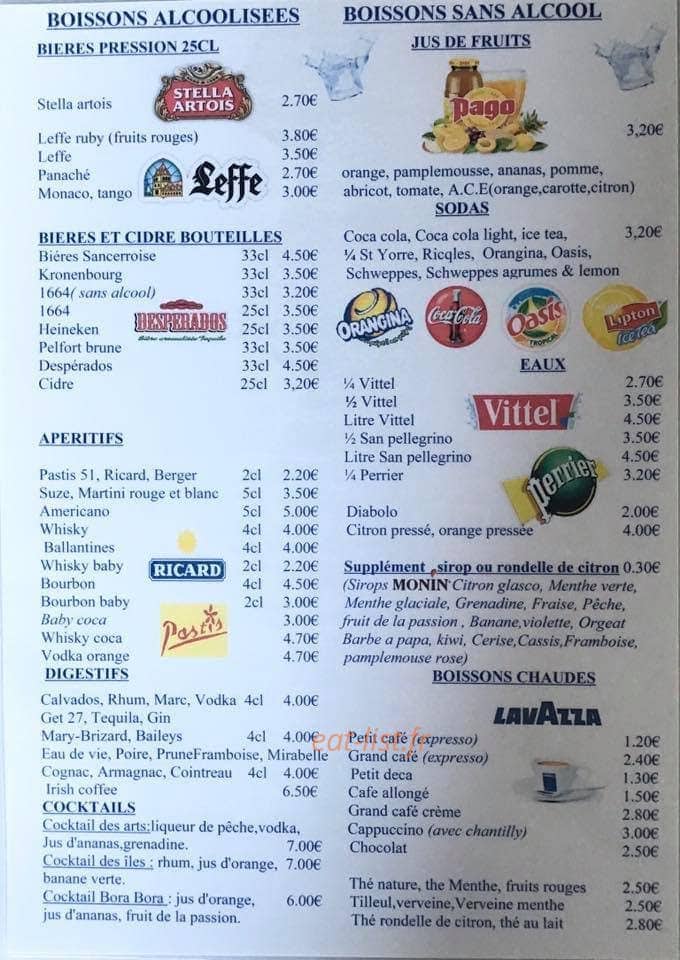 Café des arts — carte page 8