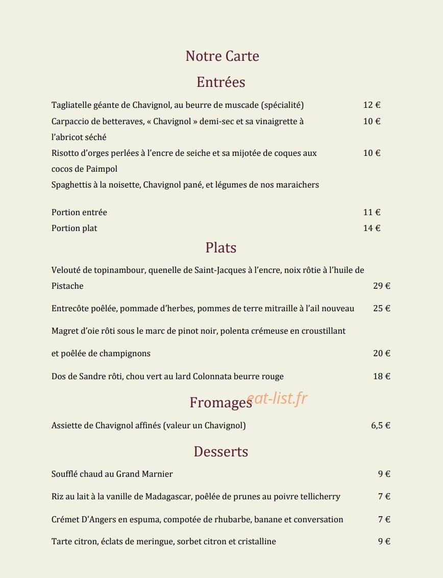 Restaurant Famille Bourgeois — carte page 3