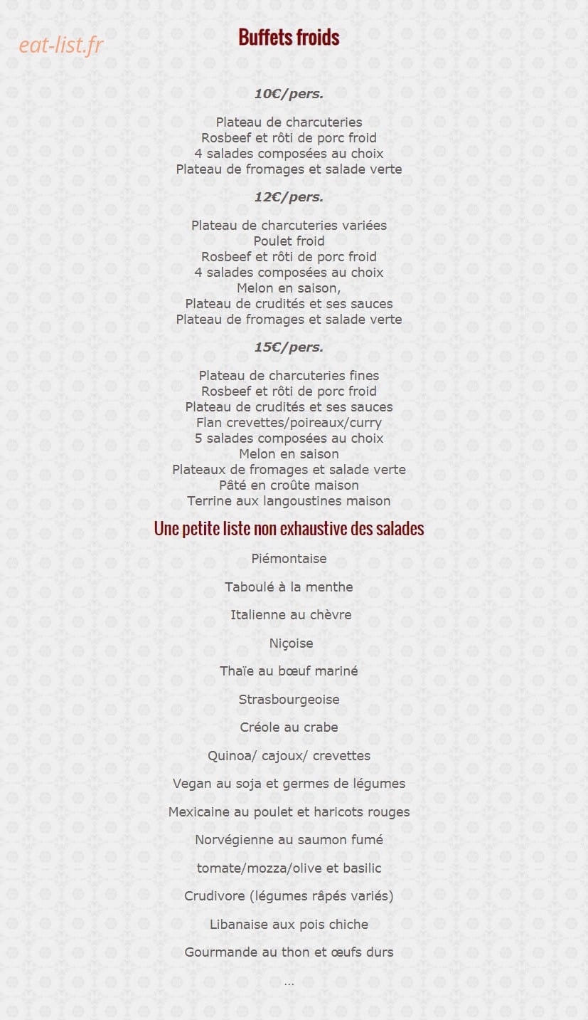 L'Eventail Gourmand — carte page 1