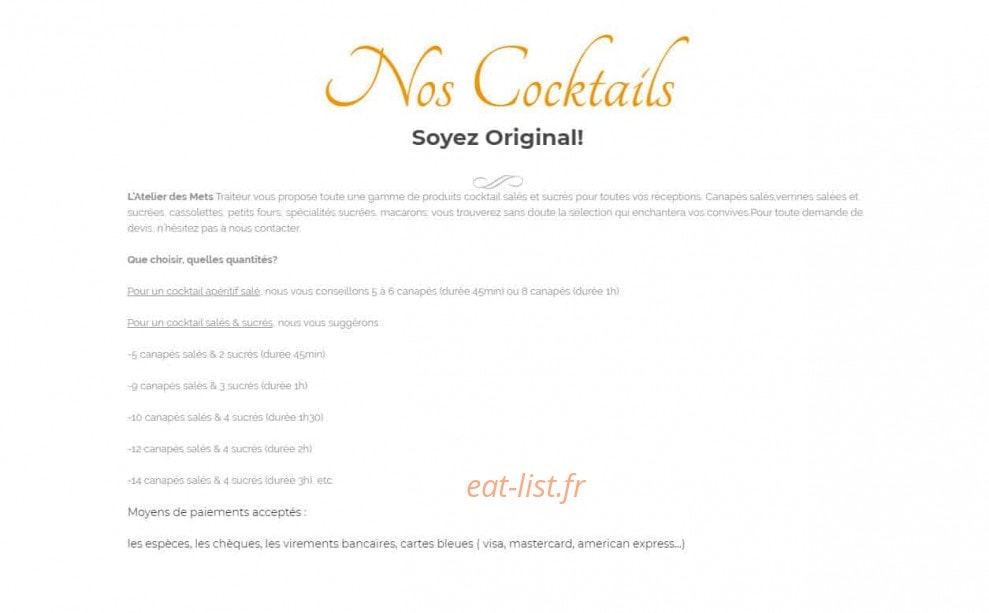 Atelier des Mets — carte page 2
